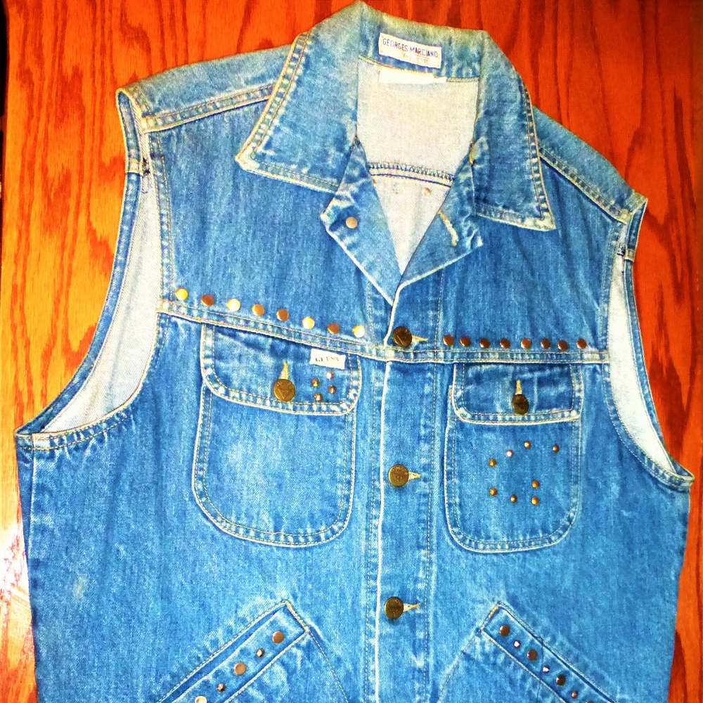 geoges marciano guess womans denim vest rare size